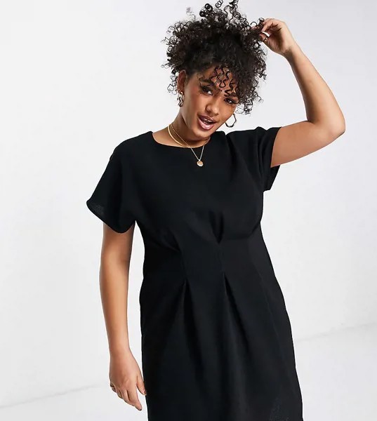 Черное платье мини с защипами на талии ASOS DESIGN Curve-Черный