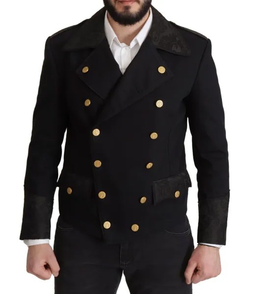DOLCE - GABBANA Куртка Черное хлопковое пальто с украшением на пуговицах IT50 /US40/L 3000usd