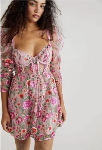 Мини-платье с корсетом и цветочной вышивкой Tayla For Love - Lemons