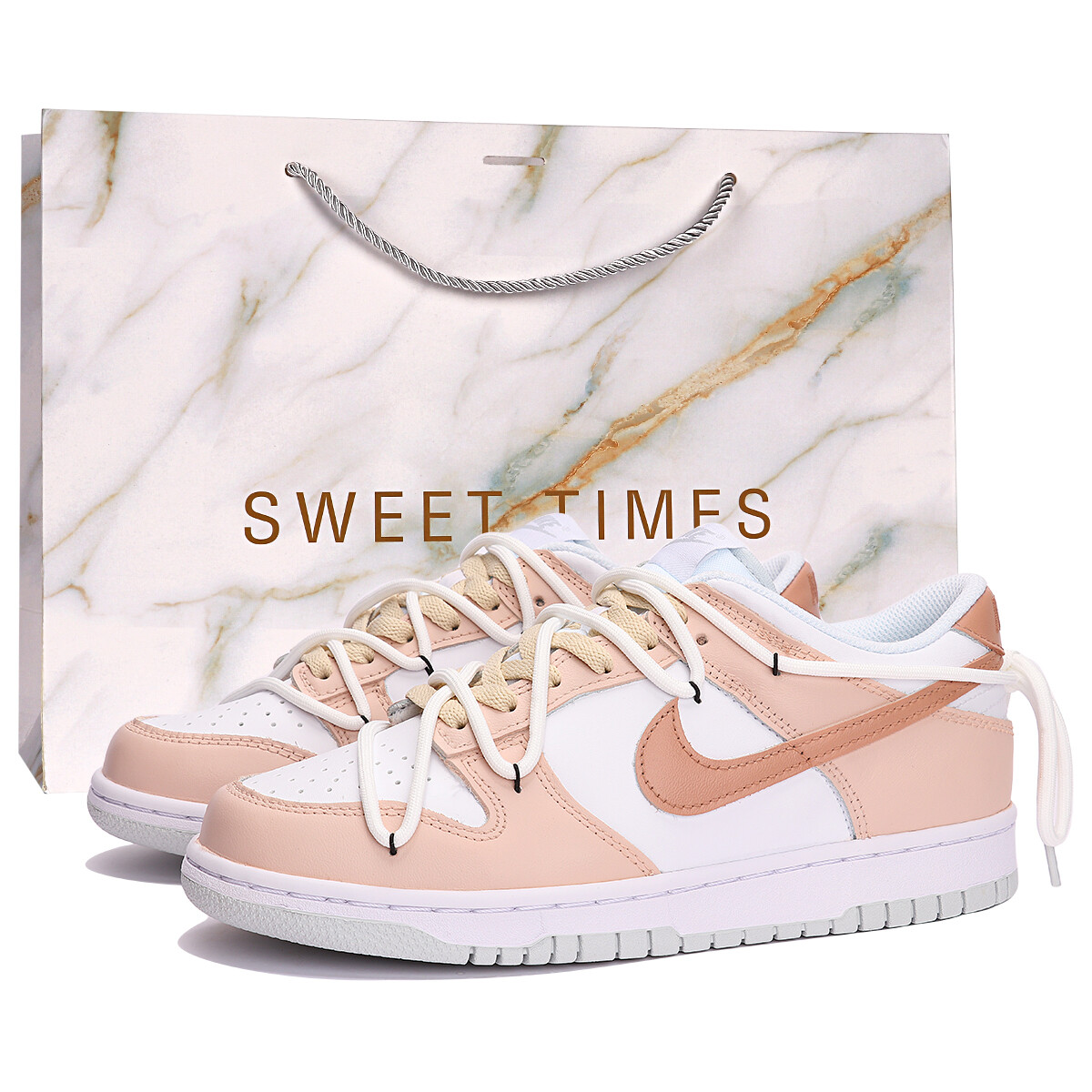 Кроссовки Nike Dunk Skateboarding Shoes Women's Low-top Brown/White, черный/белый