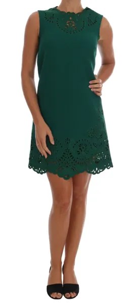 Платье DOLCE - GABBANA Зеленое шелковое шерстяное платье с цветочным вырезом s. IT42 / US8 / M Рекомендуемая розничная цена 3700 долларов США.
