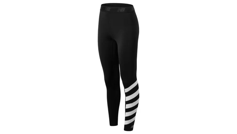 Черные белые обтягивающие женские спортивные брюки Accelerate с принтом New Balance