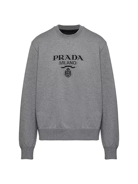 Толстовка оверсайз из хлопкового джерси с логотипом Prada, серый
