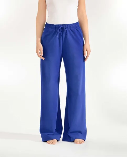 Женские широкие брюки из органического хлопка синего цвета Bread & Boxers, синий