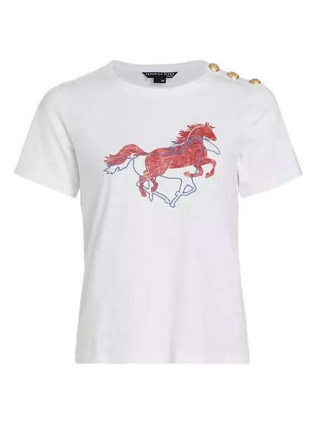 Футболка с рисунком Carla Horse Veronica Beard, белый