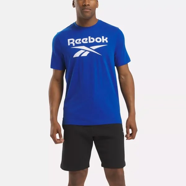 Футболка с большим сложенным логотипом Identity Reebok, черный/синий