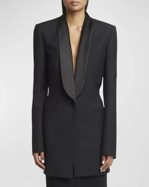 Открытая шерстяная куртка с драпировкой на спине Givenchy, цвет Black