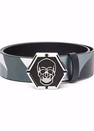 Philipp Plein ремень с камуфляжным принтом и декором Skull