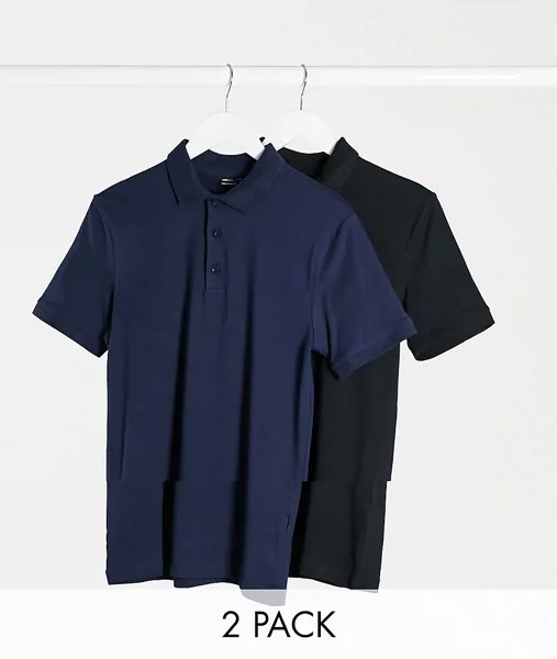 Набор из 2 обтягивающих трикотажных поло ASOS DESIGN-Мульти
