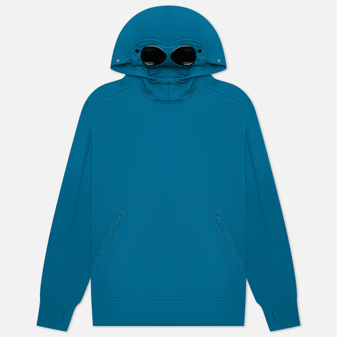 Мужская толстовка C.P. Company Goggle Hoodie Diagonal Raised Fleece голубой, Размер M