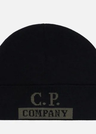 Шапка C.P. Company Merino Wool Logo, цвет чёрный