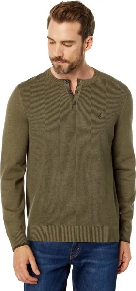 Свитер Sustainably Crafted Textured Henley Nautica, цвет Hillside Olive Heather