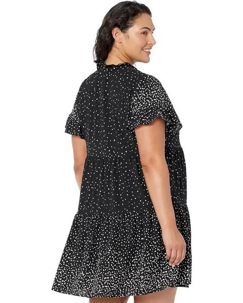 Платье DKNY Plus Size Ruffle Neck and Sleeve Dress, цвет Black/Cream