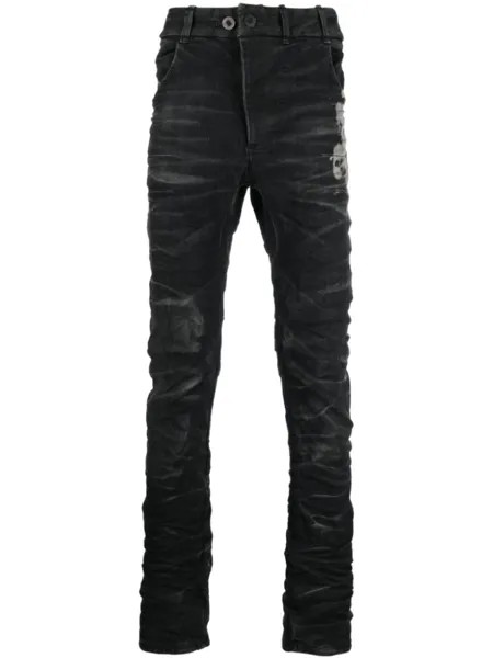 Boris Bidjan Saberi джинсы скинни с эффектом потертости, черный