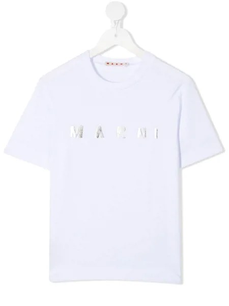 Marni Kids футболка с логотипом металлик