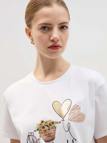 Футболка Stampa la dolce vita в фольге Hybrid, цвет optical white