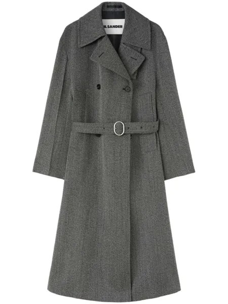 Jil Sander пальто с поясом, серый