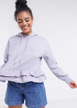 Худи фиолетового цвета с оборками по краю River Island-Фиолетовый