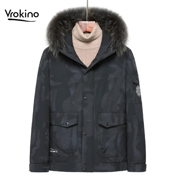 Новинка 2021, Мужская камуфляжная зимняя пуховая куртка, модная Высококачественная Зимняя парка с капюшоном для мужчин