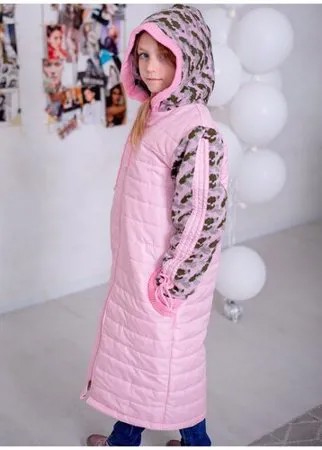 Пальто для девочки с капюшоном TM Gakkard светло-розовое 122 см р.32