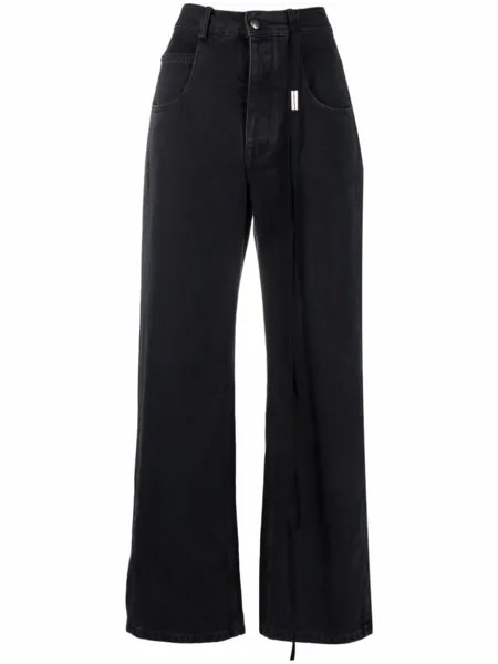 Широкие джинсы с завышенной талией Ann Demeulemeester, черный