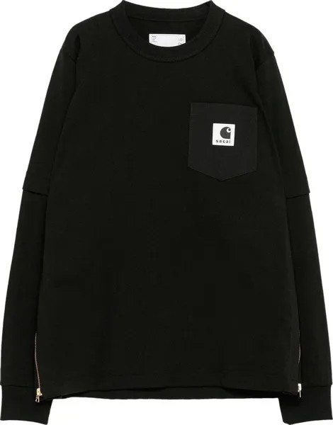 Футболка Sacai x Carhartt WIP Long-Sleeve  'Black', черный