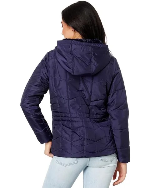 Пуховик U.S. POLO ASSN. Zigzag Wave Cozy Faux Fur Lining Hooded Quilted Puffer, цвет Evening Blue