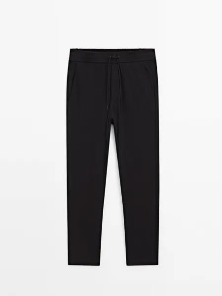 Брюки-джоггеры из хлопка Massimo Dutti, синий