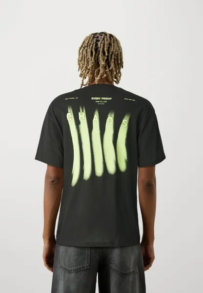 Футболка с принтом Jorchaos Tee Crew Neck Unisex Jack & Jones, черная