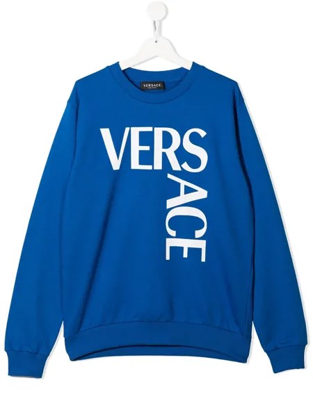 Versace Kids logo-print crew neck sweatshirt