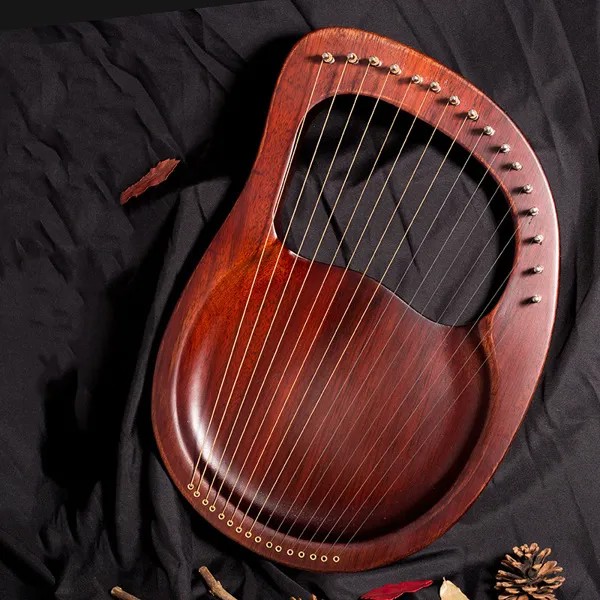 Классический деревянный музыкальный инструмент Lyre Harp 16 струн, шпон из красного дерева Lyre, мини-стринги, музыкальный декор комнаты AH50SQ