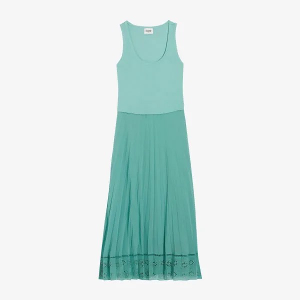 Платье миди из хлопка со складками из двух частей Claudie Pierlot, цвет verts
