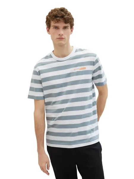 Футболка TOM TAILOR с полосатым рисунком, цвет Grey Mint Bold Stripe