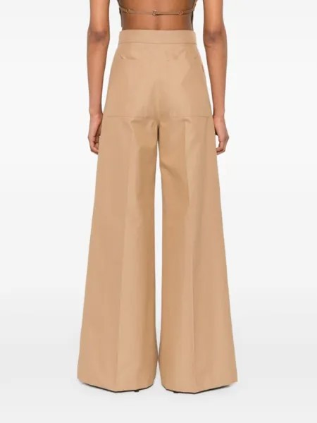 Max Mara брюки палаццо со складками, нейтральный цвет