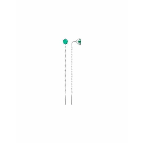 Серьги цепочки The Jeweller, серебро, 925 проба, родирование, агат, , зеленый