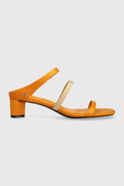 Шлепанцы TH STRAP SATIN MID HEEL Tommy Hilfiger, оранжевый