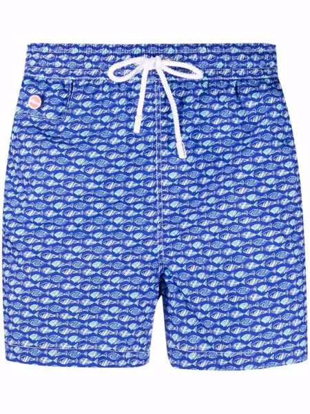 Kiton плавки-шорты с кулиской и графичным принтом