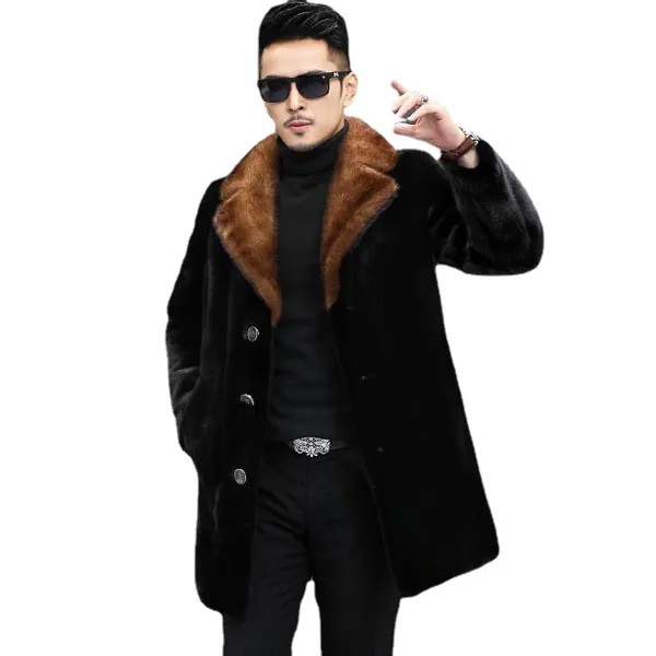 Новинка 2021, зимнее пальто из искусственного меха норки, Мужская норка, Норковое меховое пальто, Мужское пальто с воротником-костюмом