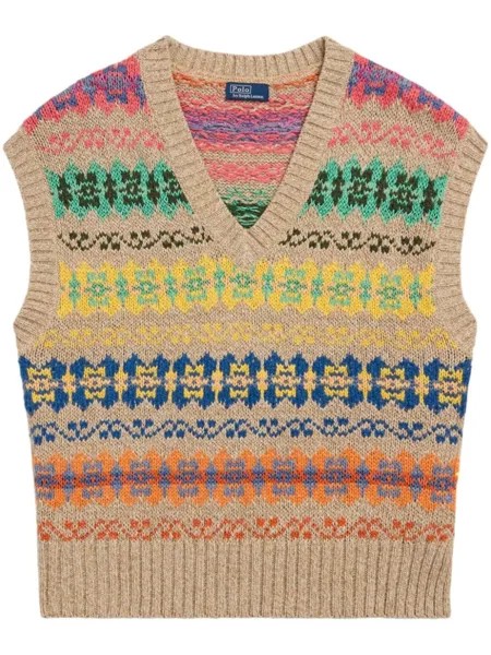 Polo Ralph Lauren джемпер с короткими рукавами и узором, нейтральный цвет
