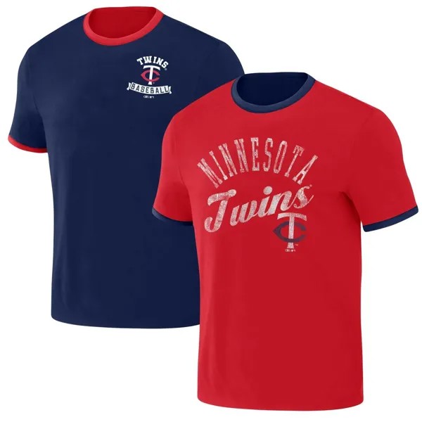 Мужская двусторонняя футболка Darius Rucker Collection от Fanatics темно-синяя/красная Minnesota Twins Two-Way Ringer