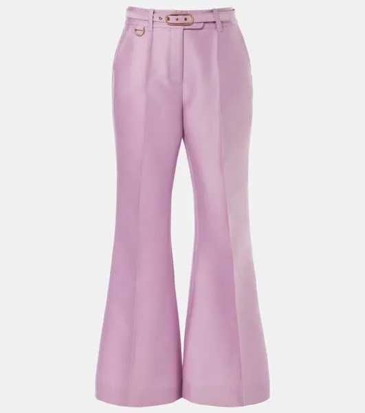 Расклешенные брюки из шерсти и шелка Zimmermann, цвет lilac