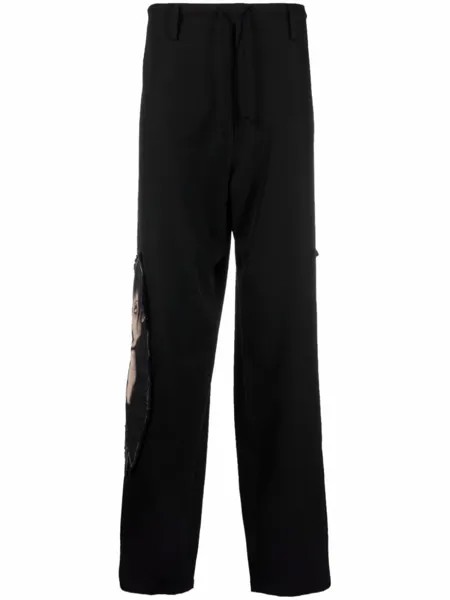 Yohji Yamamoto прямые брюки с кулиской, черный