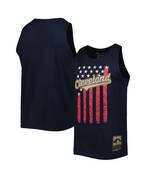 Мужская темно-синяя майка cleveland guardians cooperstown collection stars and stripes Mitchell & Ness, синий