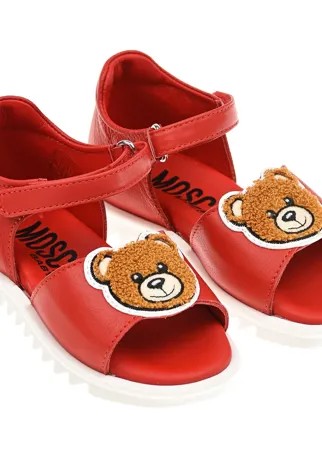 Красные босоножки с логотипом Moschino