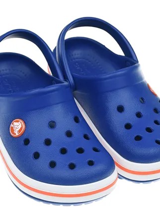 Синие сланцы с красно-белой подошвой Crocs детские