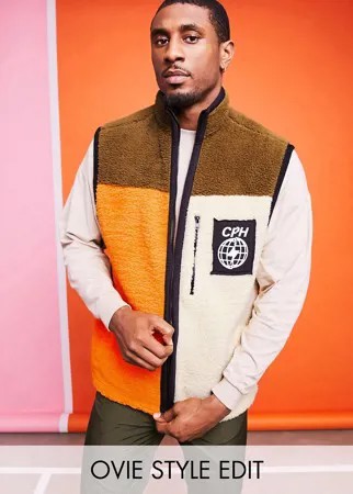 Плюшевая куртка колор блок ASOS DESIGN-Мульти