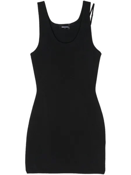 Dsquared2 платье мини с металлическим логотипом, черный