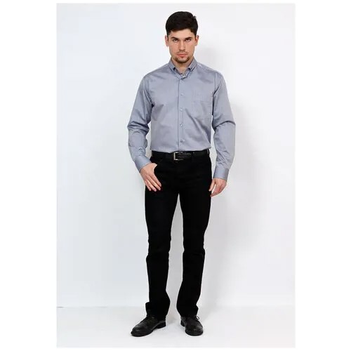 Рубашка мужская длинный рукав BERTHIER HEIMO-30033/ Comf-Rb(0), Прямой силуэт / Сlassic fit, цвет Серый, рост 174-184, размер ворота 40
