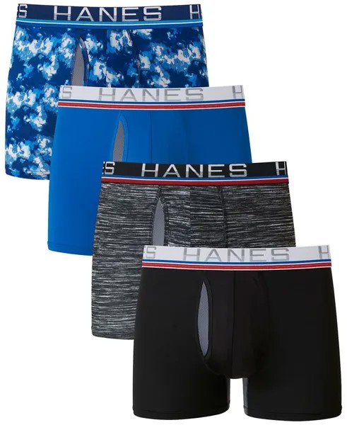 Мужские 4 шт. Ultimate Sport с чехлами X-Temp Total Support Pouch Trunks Hanes, мультиколор