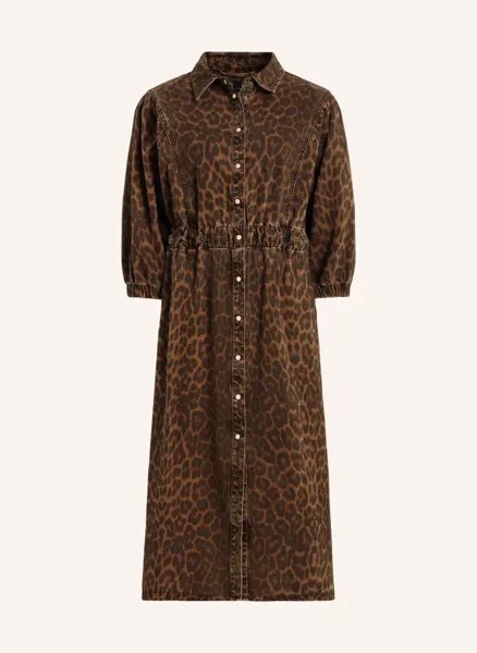 Джинсовое платье osa leppo с рукавами 3/4  Allsaints, коричневый